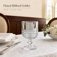Verre à pied strié transparent de 185 ml, 116 mm, 240 g, avec base festonnée et anse, personnalisable avec logo, pour minibar, spa, sauna