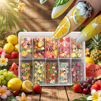 10 Rolls 4*100 cm Zomer Gemengde Fruit Bloemen Nail Transfer Folie Set Citroen Aardbei Watermeloen Nail Art DIY manicure Decals