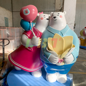 Sculpture d'ours en fibre de verre, mascotte IP de dessin animé, décoration de jardin extérieure peinte, autoportante - Product Image 3