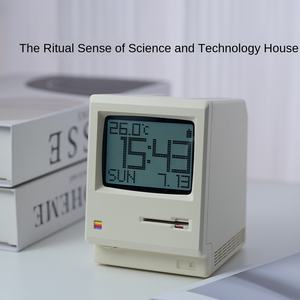 Reloj Despertador Maclock Inspirado en Macintosh, Estilo <span class=keywords><strong>Retro</strong></span> Nostálgico Geek, Regalo de Cumpleaños, Simulación de Pantalla <span class=keywords><strong>CRT</strong></span>, Termómetro - Product Image 6