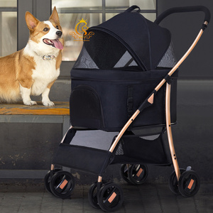 Poussette pour animaux de compagnie EUR PET avec panier de couchage indépendant détachable, pliable, avec siège auto pour les voyages en <span class=keywords><strong>voiture</strong></span> et l'extérieur - Product Image 4