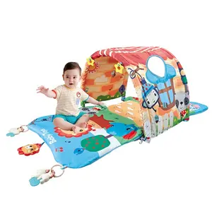 4 in 1 Tunnel Crawling Play Mat Baby Soft Folding Floor Gym Mat Without Music