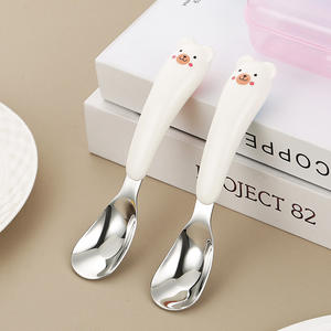 <span class=keywords><strong>Cubiertos</strong></span> para Bebé de Acero Inoxidable 304, Juego de <span class=keywords><strong>Cubiertos</strong></span> para Niños con Mango de Dibujos Animados Creativos, Pulido Espejo - Product Image 3