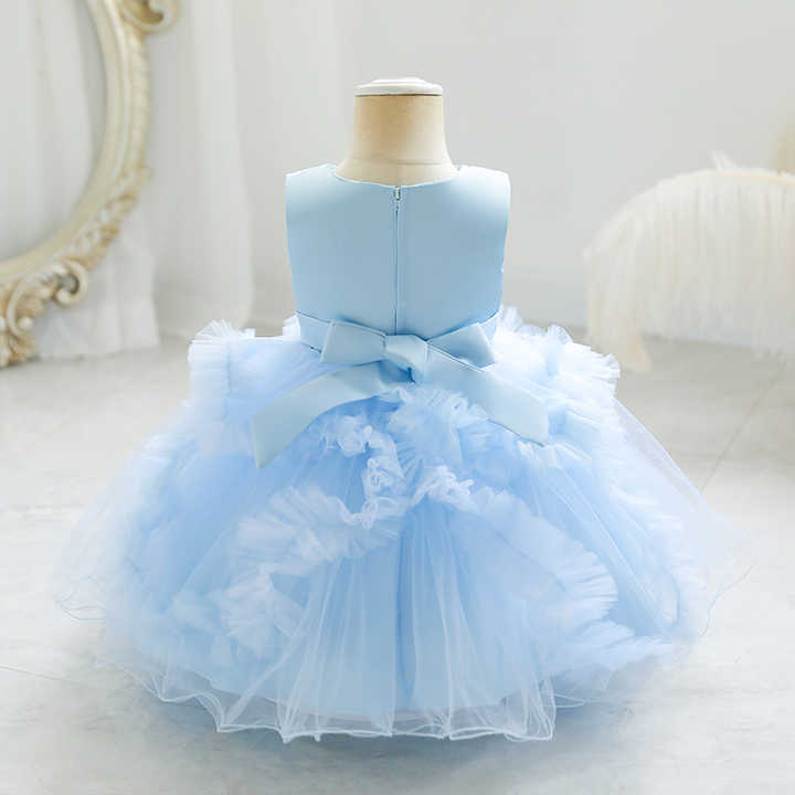 open lace back dress Girls Christmas Dress Cute Baby Girl Puffy Sequins Pageant Dress Toddler Birthday Communion Princess Dress, Yellow / 7-8 Years (140cm) main image 1