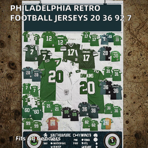 Camisetas Retro de Fútbol Americano de Filadelfia al por Mayor, 20 DAWKINS, 36 WESTBROOK, 92 R.WHITE, 7 JAWORSKI, 100% - Product Image 2