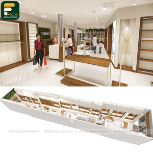 ชั้นวางเสื้อผ้าสำหรับร้านเสื้อผ้าหรูหรา ตู้ติดผนังสำหรับจัดแสดงสินค้า เคาน์เตอร์คิดเงิน ชั้นวางสินค้า ชุดไฟสำหรับร้านบูติก - Product Image 6