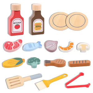 Cucina in legno giochi di ruolo in legno barbecue Grill giocattolo finta gioco prescolare ragazzi giocattoli da cucina legno fingere per i bambini - Product Image 5