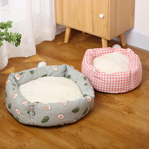 เตียงแมวทรงกลมลายอะโวคาโด ใยโพลีเอสเตอร์ สำหรับเตียงสัตว์เลี้ยงแมว - Product Image 3