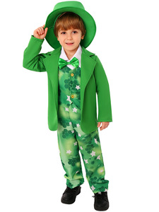 Disfraz de <span class=keywords><strong>Duende</strong></span> Irlandés para el Día de Irlanda, Chaleco <span class=keywords><strong>Verde</strong></span>, <span class=keywords><strong>Traje</strong></span> de <span class=keywords><strong>Duende</strong></span> Irlandés, Disfraz Divertido para Niños - Product Image 4