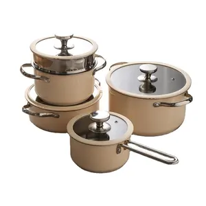 8個のアルミ製調理鍋とフライパン鍋鍋フライパン焦げ付き防止ステンレス鋼ハンドル調理器具セット