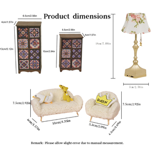 طقم غرفة معيشة مصغر رائع - أرائك زغبية ومصباح مزهر ووسائد لطيفة - Product Image 6