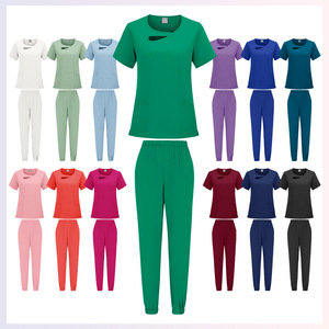 Women's Slim Fit Medical Uniform Scrub Set Moisture Wicking Knitted Hospital Nurse Work Clothes Split Design S XXL - Product Image 4