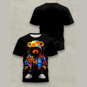 T-shirt pour homme en polyester à col rond décontracté d'été avec impression 3D de motifs de dessins animés personnalisés - Product Image 3