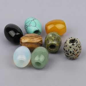 Natuurlijke zwarte agaat/unakiet steen losse kralen 18x16mm tonvormig met groot gat voor het maken van sieraden & DIY armband accessoires - Product Image 1