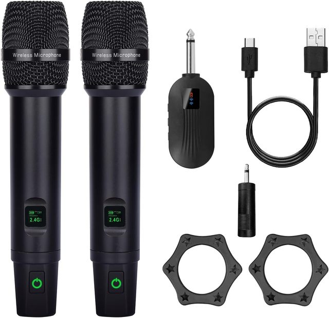 2.4GHz Wireless Professional Rechargeable Handheld Karaoke Microphone 6.35MM(1/4") 3.5MM(1/8") Connectors Noise Cancelling for