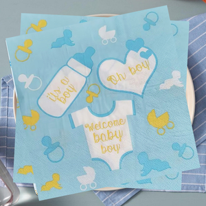 Serviettes en papier jetables imprimées <span class=keywords><strong>bleu</strong></span> <span class=keywords><strong>ciel</strong></span> <span class=keywords><strong>de</strong></span> qualité alimentaire pour bébé garçon, pour fête <span class=keywords><strong>de</strong></span> révélation <span class=keywords><strong>de</strong></span> sexe <span class=keywords><strong>de</strong></span> nouveau-né - Product Image 1