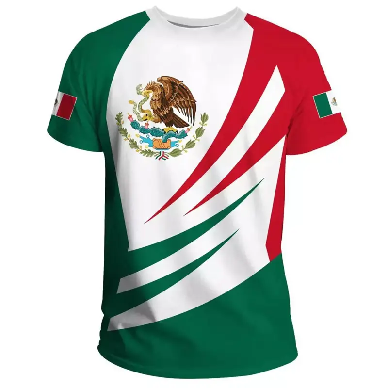 Wholesale Custom Fast Production Time Individual Package Event Decorate 3D Print Flag Logo T-shirt With Mexico