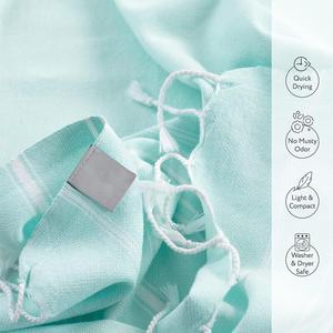 Serviette <span class=keywords><strong>de</strong></span> <span class=keywords><strong>plage</strong></span> tissée rayée en coton biologique turc, style Fouta Peshtemal, pour l'été tropical, le hammam, la piscine, le spa et les voyages naturels - Product Image 6