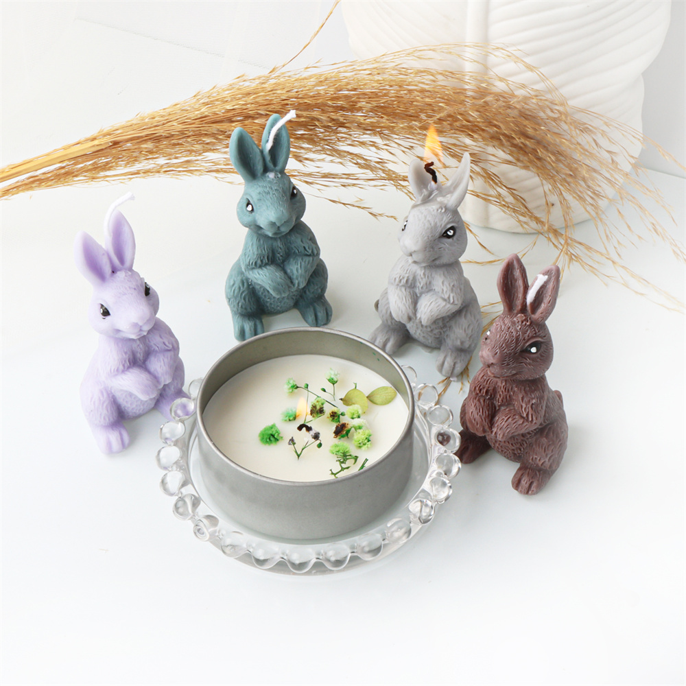 Stampo per candele in silicone con coniglio 3D pasquale Stampo per candele in silicone per uova di Pasqua fai da te Decorazione in cristallo Ptura animale Regalo in gesso Stampo per candele