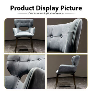 इतालवी न्यूनतम आर्मचेयर रेस्तरां फर्नीचर काले चमड़े के भोजन कुर्सी - Product Image 2