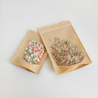 Sacs en papier kraft brun transparent avec fermeture éclair refermable pour aliments, petits formats 9x14 cm