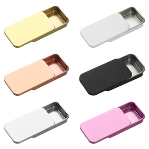 Metal Rectangular Empty Mini Tin Box Tinplate Push Candy Pill Cases Bins Jar Hinged Containers Small Organizer Storage Box