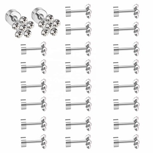 Ason đồ trang sức cổ điển Thép không gỉ hoa hình dạng Zircon Stud Bông tai giá rẻ vít cắm Bông tai - Product Image 3