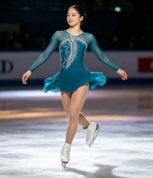 Robe de patinage artistique sur mesure, couleur turquoise, manches longues, avec strass, costume de scène pour filles et enfants