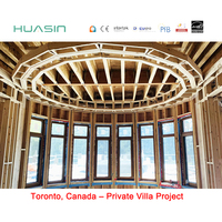 Solution de villa résidentielle de luxe personnalisée Huasin avec fenêtres et portes en bois recouvert d'aluminium offrant une isolation thermique