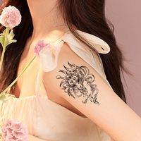 Nouveaux autocollants de tatouage de renard noir et blanc Autocollants de tatouage semi-permanents de jus de plantes imperméables