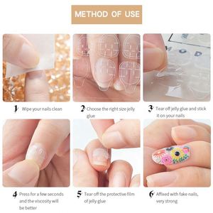 24 pièces/feuilles de colle en gel imperméable, autocollants transparents double face, autocollants pour <span class=keywords><strong>faux</strong></span> <span class=keywords><strong>ongles</strong></span>, extensions d'<span class=keywords><strong>ongles</strong></span>, bandes adhésives - Product Image 3