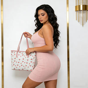 <span class=keywords><strong>Sac</strong></span> à main d'été mignon à motif de cerise Designer PU Leather Shoulder Bag Large Capacity Shopping Tote Bag Fashion OL Bag - Product Image 2