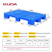 Palette en plastique KUDA 1208B-WGJJ Grid Nine Foot pour chariot élévateur, entrepôt, palette épaisse et robuste, planche de chariot élévateur, planche de protection