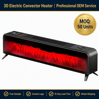 Chauffage électrique 3D à effet flamme 81 cm, radiateur convecteur de plinthe, chauffage d'appoint économe en énergie pour salon et bureau, souffleur d'air chaud