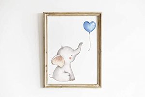 Imprimés d'art mural sans cadre pour bébé garçon, décoration murale de pépinière d'éléphant bleu pour chambre de bébé garçon - Product Image 6