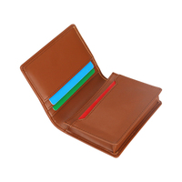 Dompet Bisnis Vintage Kulit PU Coklat Anti RFID untuk Kartu Kredit & Paspor dengan Logo Embos untuk Pria
