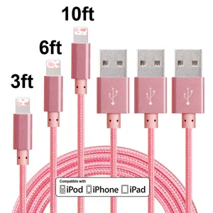 3ft 6ft 10ft V8 rápido de carga de Nylon trenzada Cable Usb para Cable de Cable Usb de Apple para de Cable de cargador de Iphone