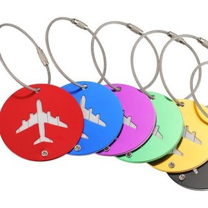 <span class=keywords><strong>Etiqueta</strong></span> Redonda de Aluminio <span class=keywords><strong>para</strong></span> Equipaje, <span class=keywords><strong>Etiqueta</strong></span> de Identificación de Equipaje de Viaje con Diseño de Avión Metálico y Bucle de Alambre de Acero - Product Image 2