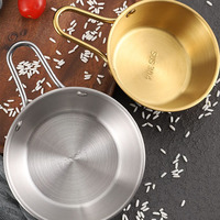 Bol de cuisine coréen en acier inoxydable poli 304, doré, avec poignée, pour mélanger kimchi, soupe, riz, salade et nouilles