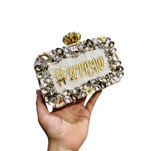 Pochette de soirée de qualité supérieure, faite à la main, en métal, forme oreiller, motif carré, look élégant, fermeture à rabat, doublure en coton, pour mariage - Product Image 3