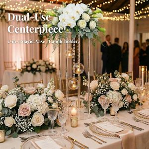 Vases en acrylique transparent LANJO pour centres de table de mariage, supports à fleurs avec bougeoirs suspendus en forme de globe pour la décoration d'événements et de fêtes - Product Image 5