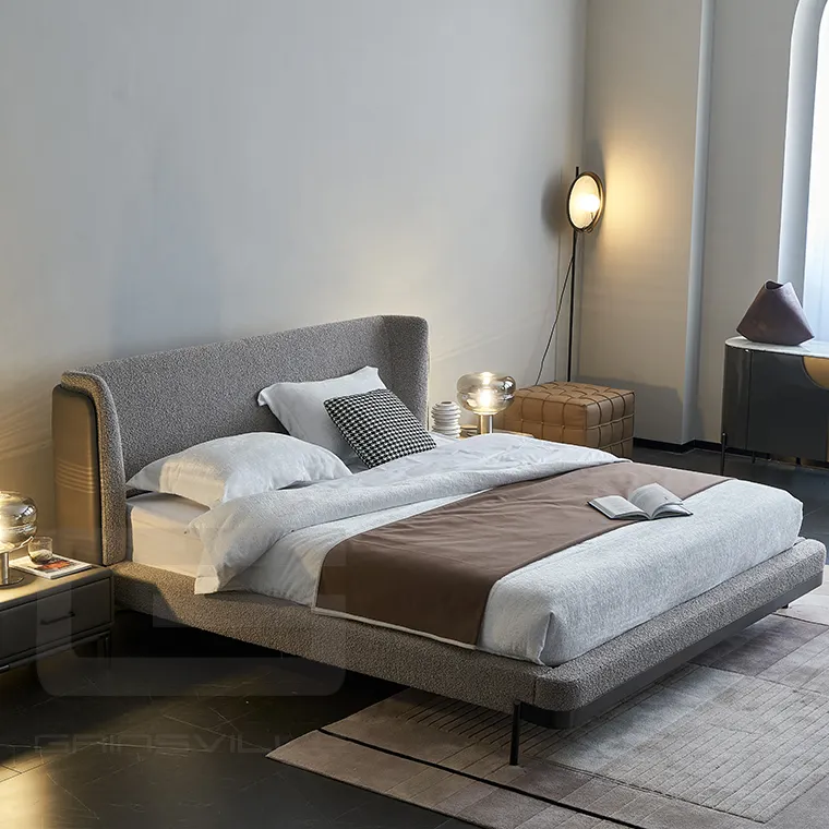 Juego de cama de tamaño King Size para dormitorio, mueble de lujo ligero y minimalista, barato, de tela Sherpa, precio de fábrica