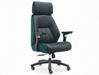 Chaise de bureau exécutive ergonomique moderne à dossier haut en cuir PU, base chromée, structure en bois, appuie-tête réglable et rétractable