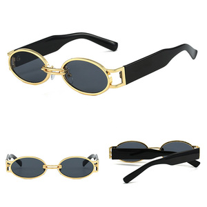 Gafas DL Retro Metal Y2K Oval Gafas de sol Steampunk Marco pequeño Gafas Vocación Moda Coreana Señoras Gafas - Product Image 5