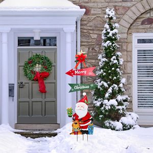 Décorations de Noël Panneaux de cour extérieurs 47 "Signes de père noël en métal avec piquets Porte d'entrée Pelouse Patio Jardin Extérieur Déco - Product Image 6