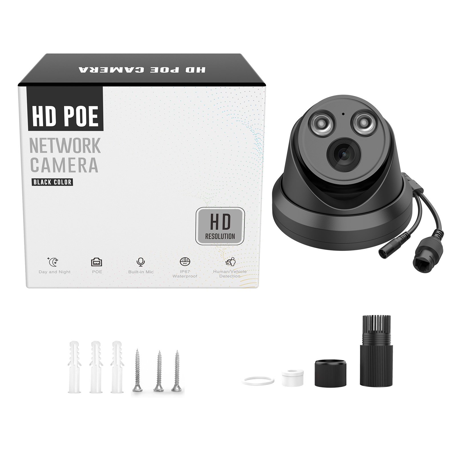Vikylin 24/7 Full Color 4K 8MP CMOS IP Camera IP67 AI Human/Vehicle Detection POE Turret MIC Outdoor SD Card & Cloud Storage · image 2