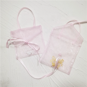 Bolsa de Regalo de Organza Rosa con Lazo, para Joyería, con Logotipo Personalizado Fuchen OP, Transparente, para Almacenamiento, Venta al Por Mayor - Product Image 2