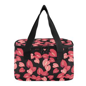Sac isotherme compact pour repas, motif Anthurium Rouge Hawaïen, avec poignées courtes, personnalisable avec logo, idéal pour les repas quotidiens - Product Image 3