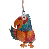 Porte-monnaie en cuir véritable fait main, motif perroquet 3D coloré, pochette zippée, porte-clés avec dragonne, idéal pour un cadeau