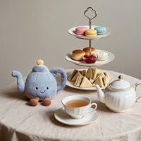 Théière en peluche JC Brand China UK Jelly Premium style Harrods, tasse à thé bleue, jouet en peluche super doux, anti-stress, cadeau d'anniversaire